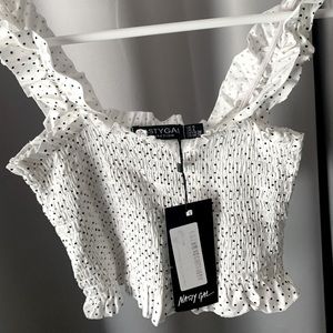 Stretchy polka dot crop top